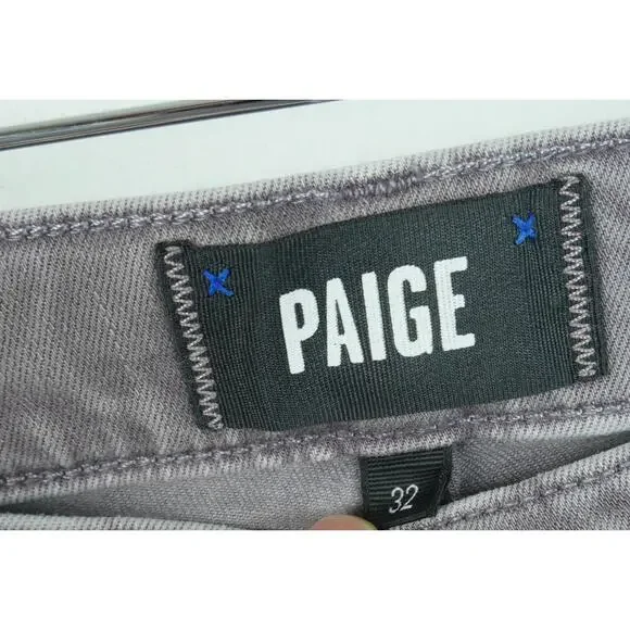 Paige Jeans Mens 32 Gray Lennox Slim Tapered 33 x 27 Actual Stretch Indie Sleaze - Picture 2 of 11